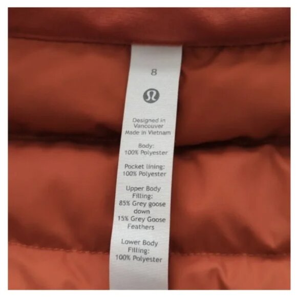 Lululemon Lightweight Relaxed Fit Down Jacket Canyon Orange size 8 - Picture 6 of 13